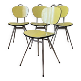 Set of 4 chairs in yellow Formica