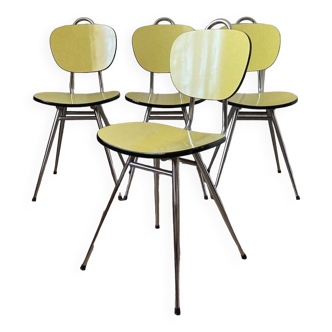 Set of 4 chairs in yellow Formica