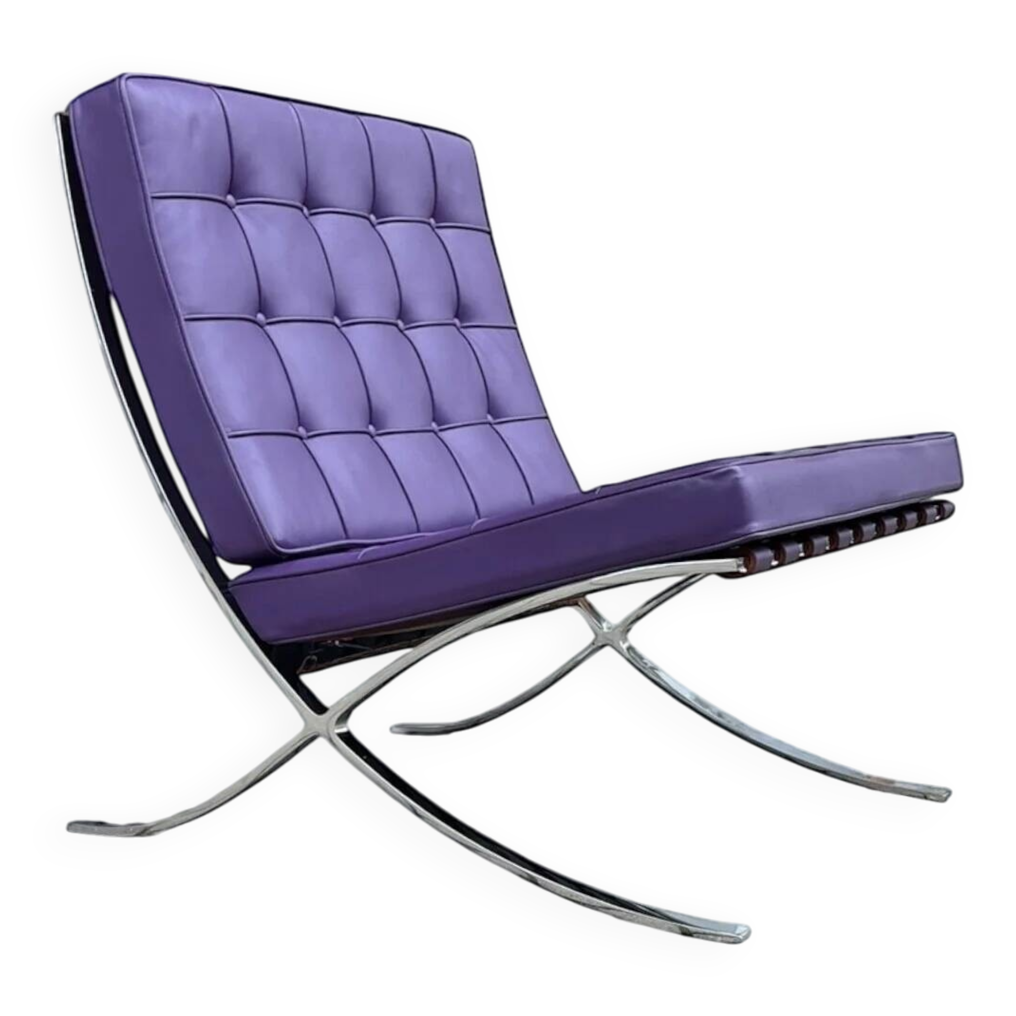 Purple lounge chair Barcelona by Mies van der Rohe for Knoll
