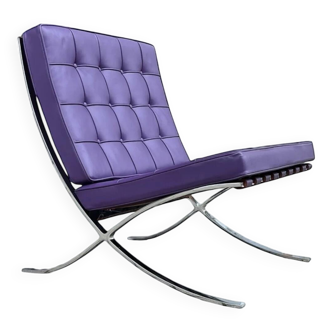 Purple lounge chair Barcelona by Mies van der Rohe for Knoll