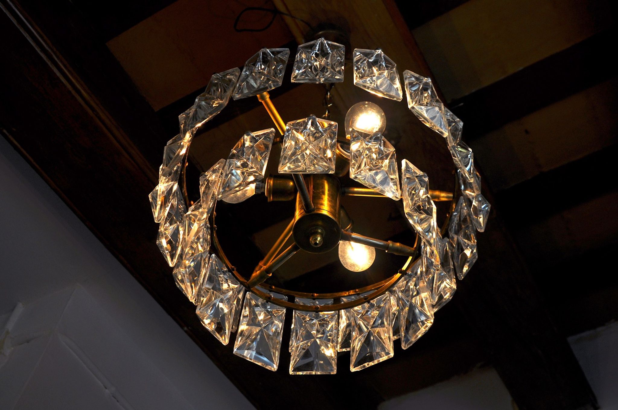 Lustre Kinkeldey 2 niveaux cristaux Allemagne 1970