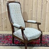 19th century Voltaire armchair in walnut - L=68cm, D=78cm, H=1m07, seat H=40cm.