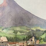 Watercolor mountain landscape