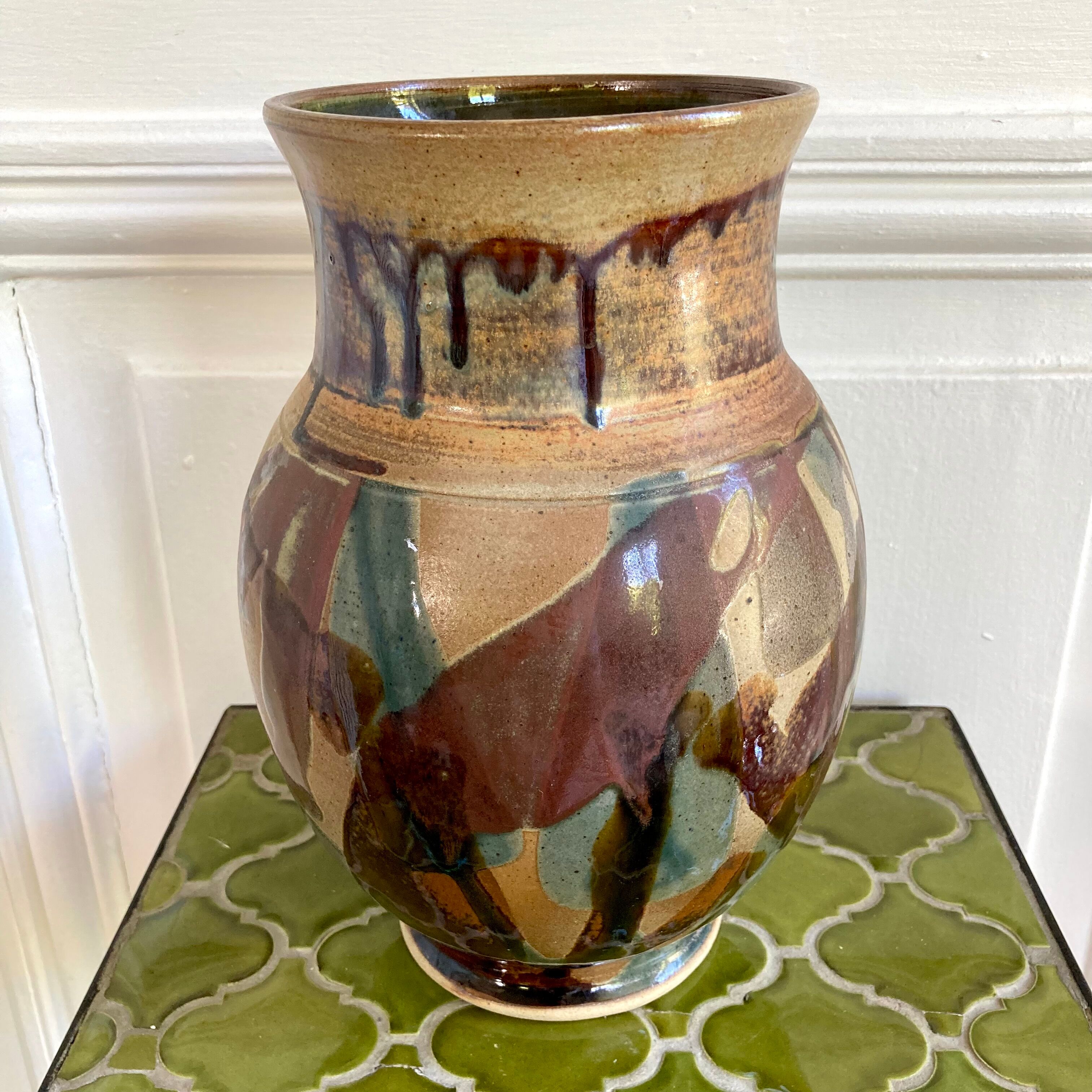 Vase poterie émaillée céramique signée