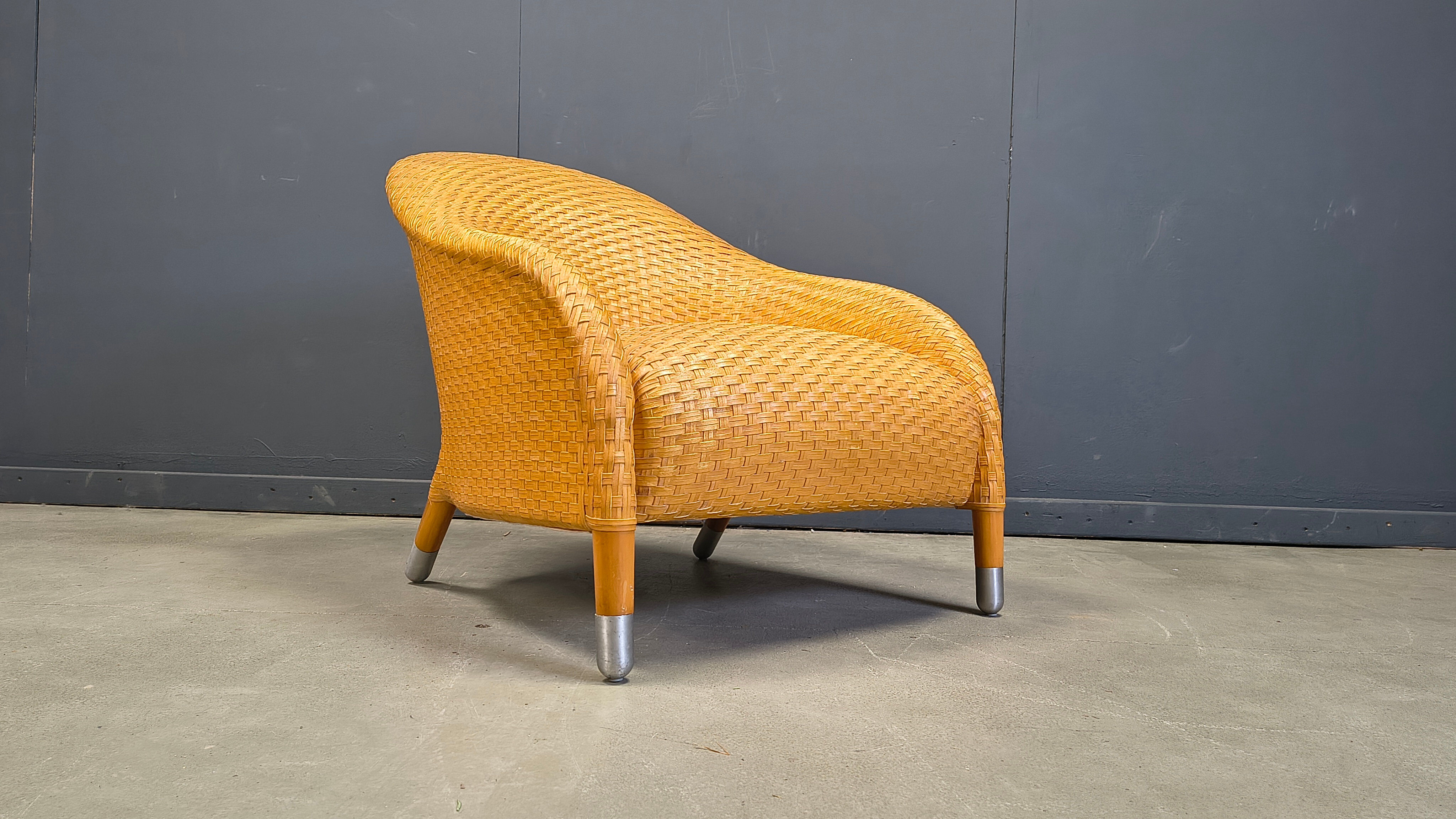 Antonio Citterio braided leather armchair, 1980s