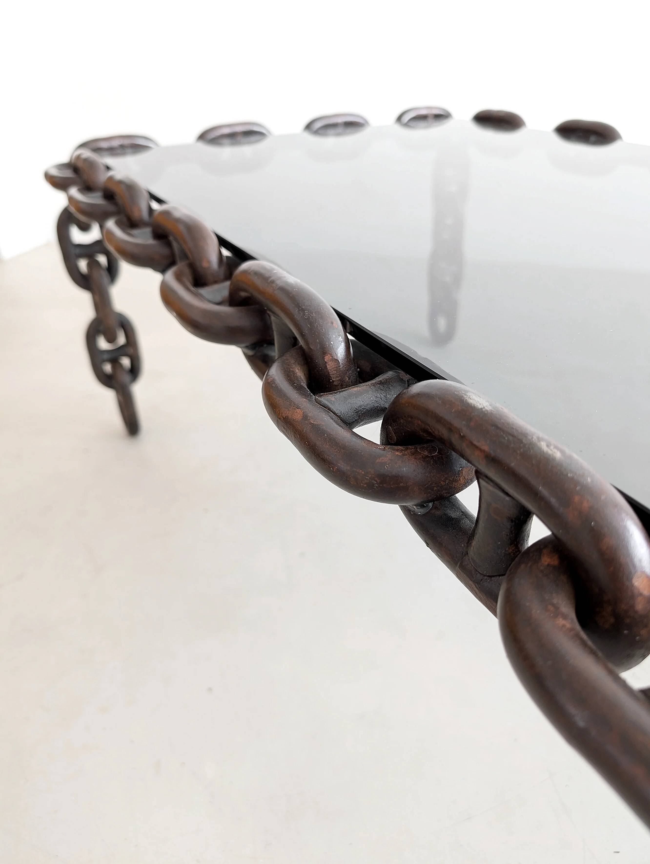 Brutalist chain link coffee table 1970s