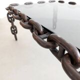 Table basse brutaliste à maillons de chaîne des années 1970