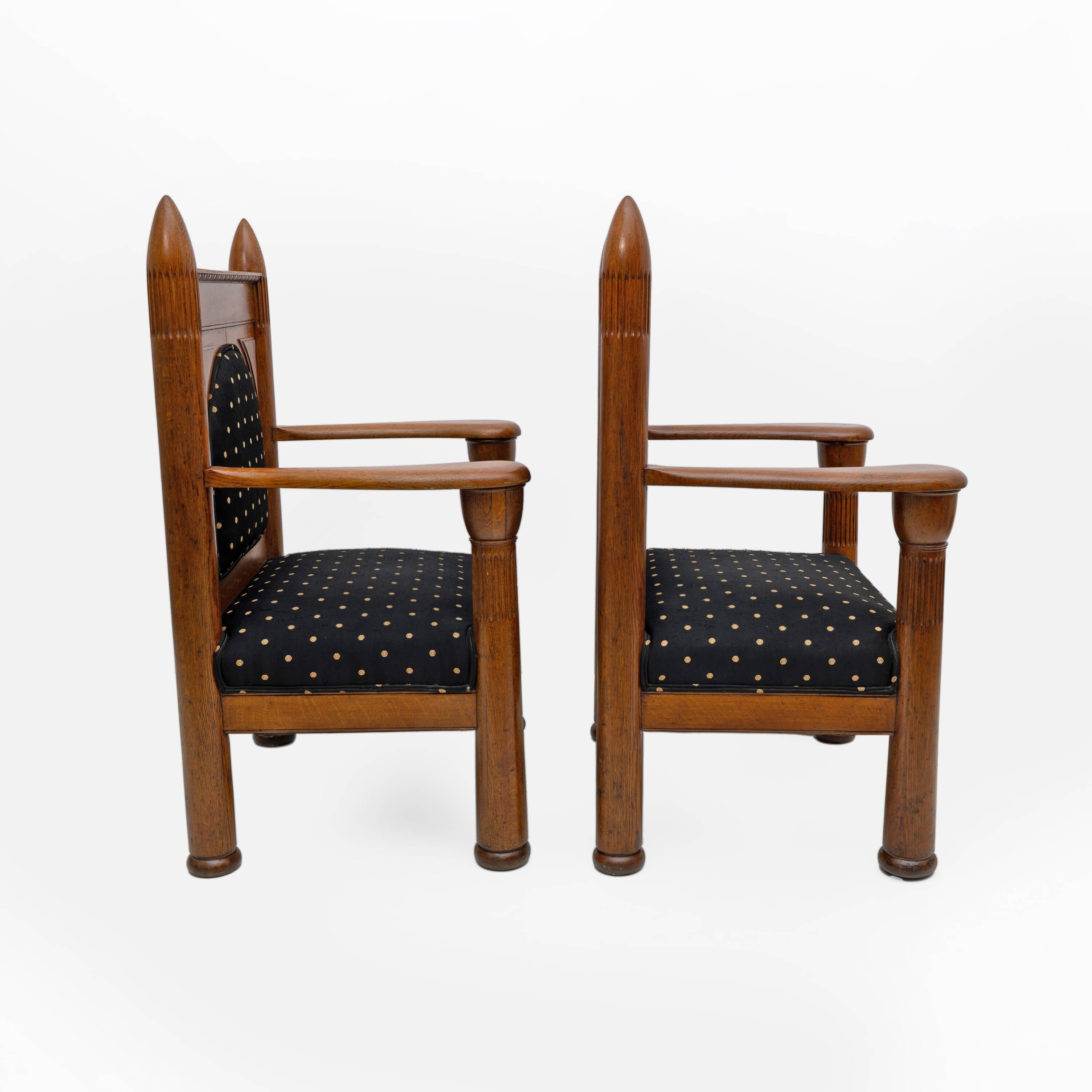 Oak Art Deco Amsterdam School Armchairs 1920s