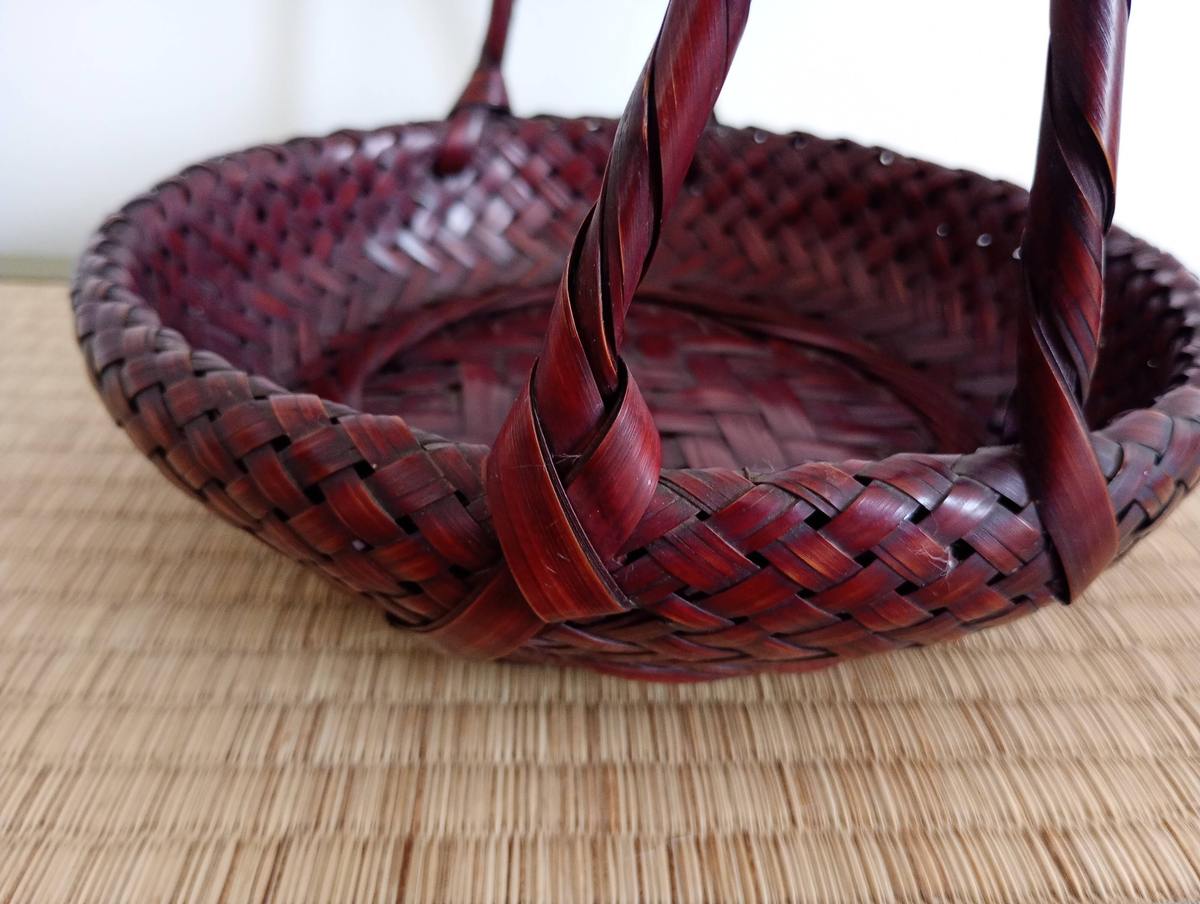 Japanese woven bamboo basket. Ikebana