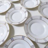 Limoges Ribes porcelain tea and coffee service, gold, silver, iridescent mother-of-pearl, Art Deco