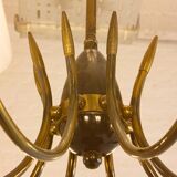 Vintage Italian radial spider chandelier with frosted shades, 1970s