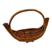 Grande coupe à fruit  en rotin / osier, design 1950