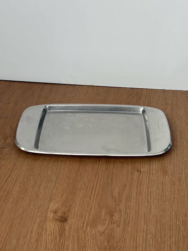 Vintage Italian stainless steel rectangular platter signed effepi.