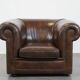 Large, Dark Cowhide Leather Chesterfield Armchair