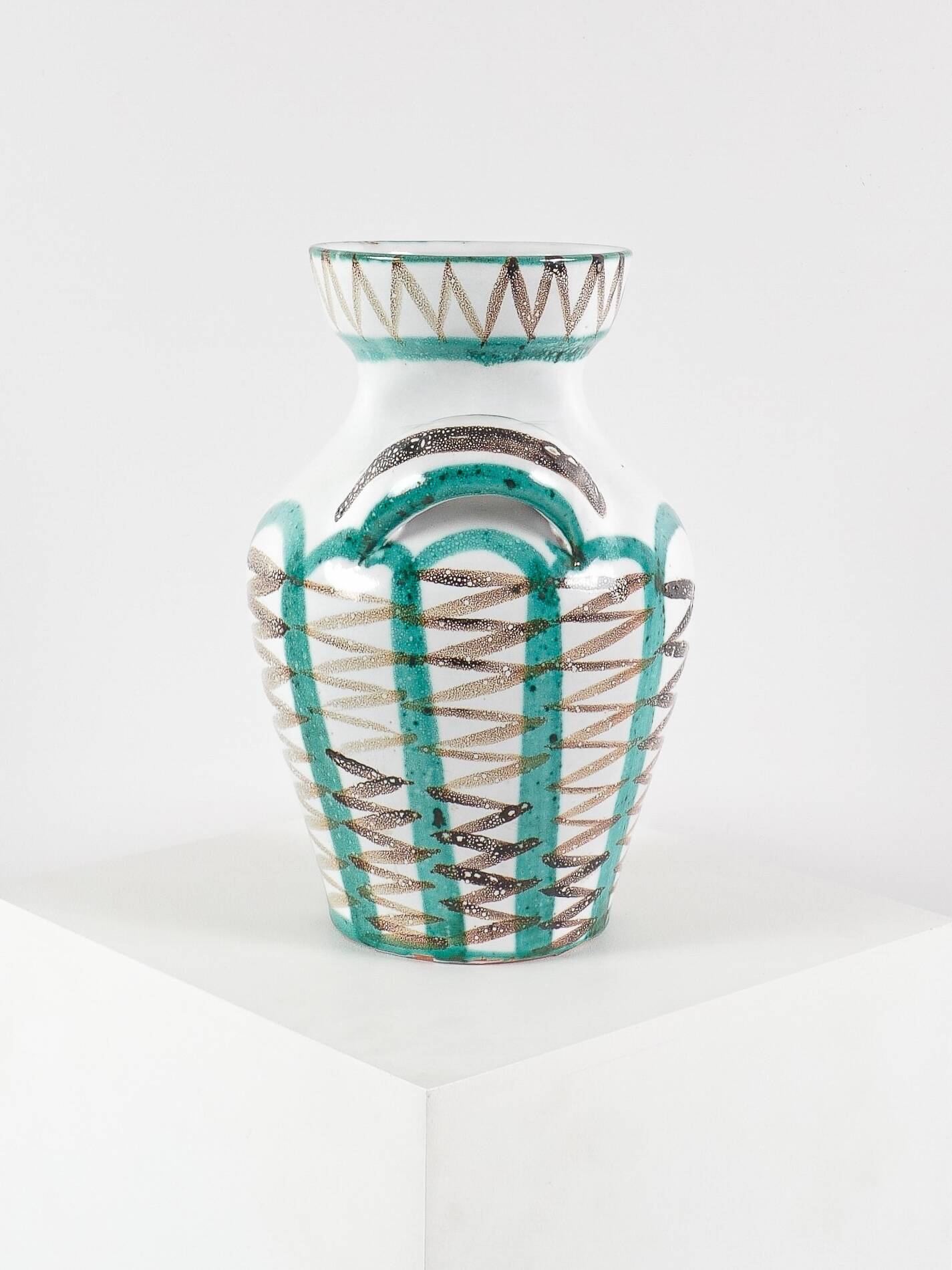 Robert Picault - Large handled ceramic vase signed, France circa 1950