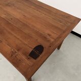 Teak farmhouse table with spindle legs