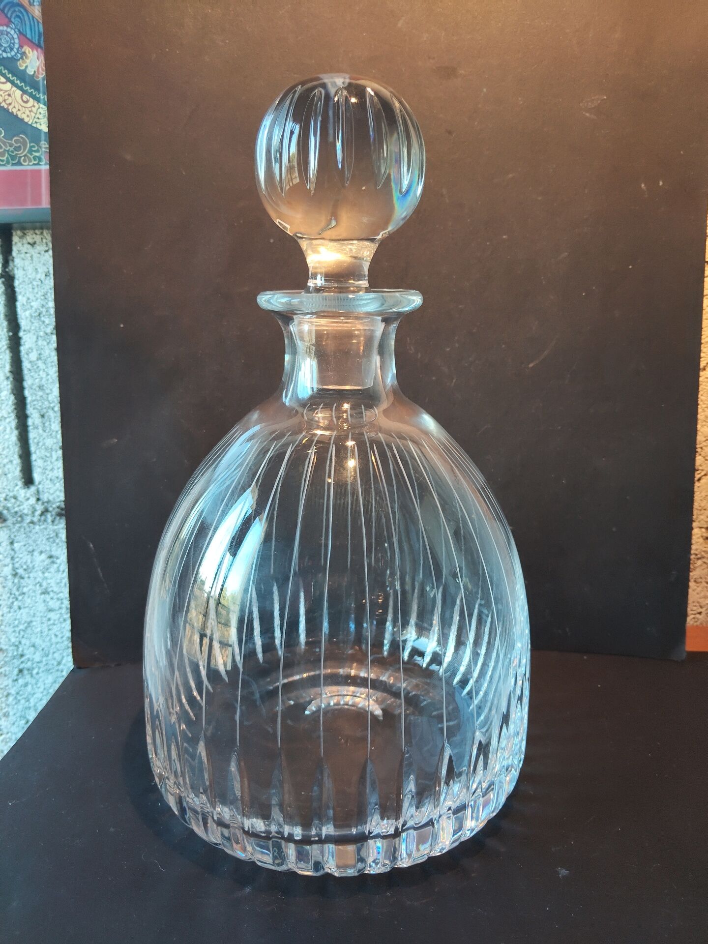 Vintage cut crystal carafe, ball stopper.