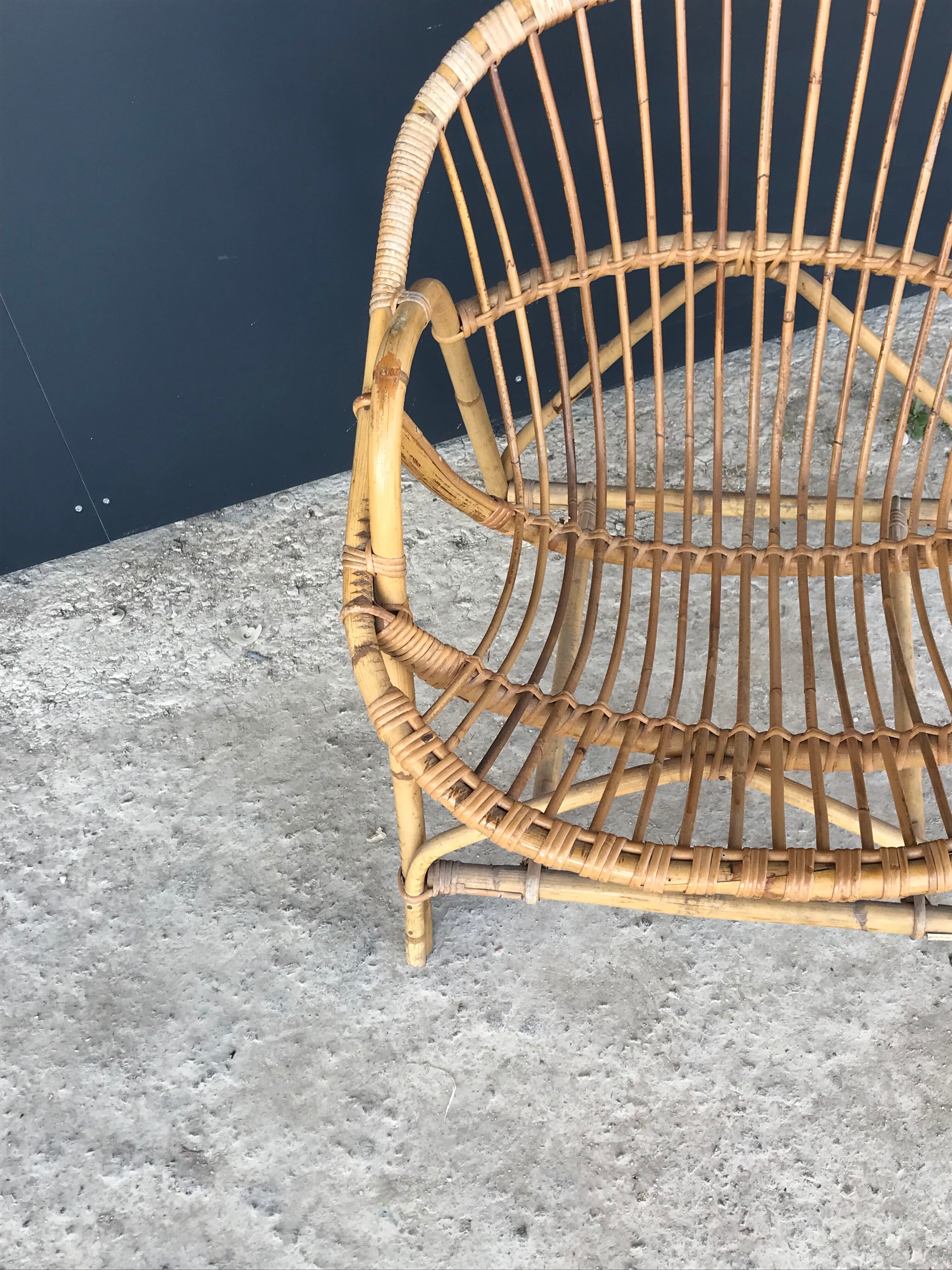 Rattan shell armchair