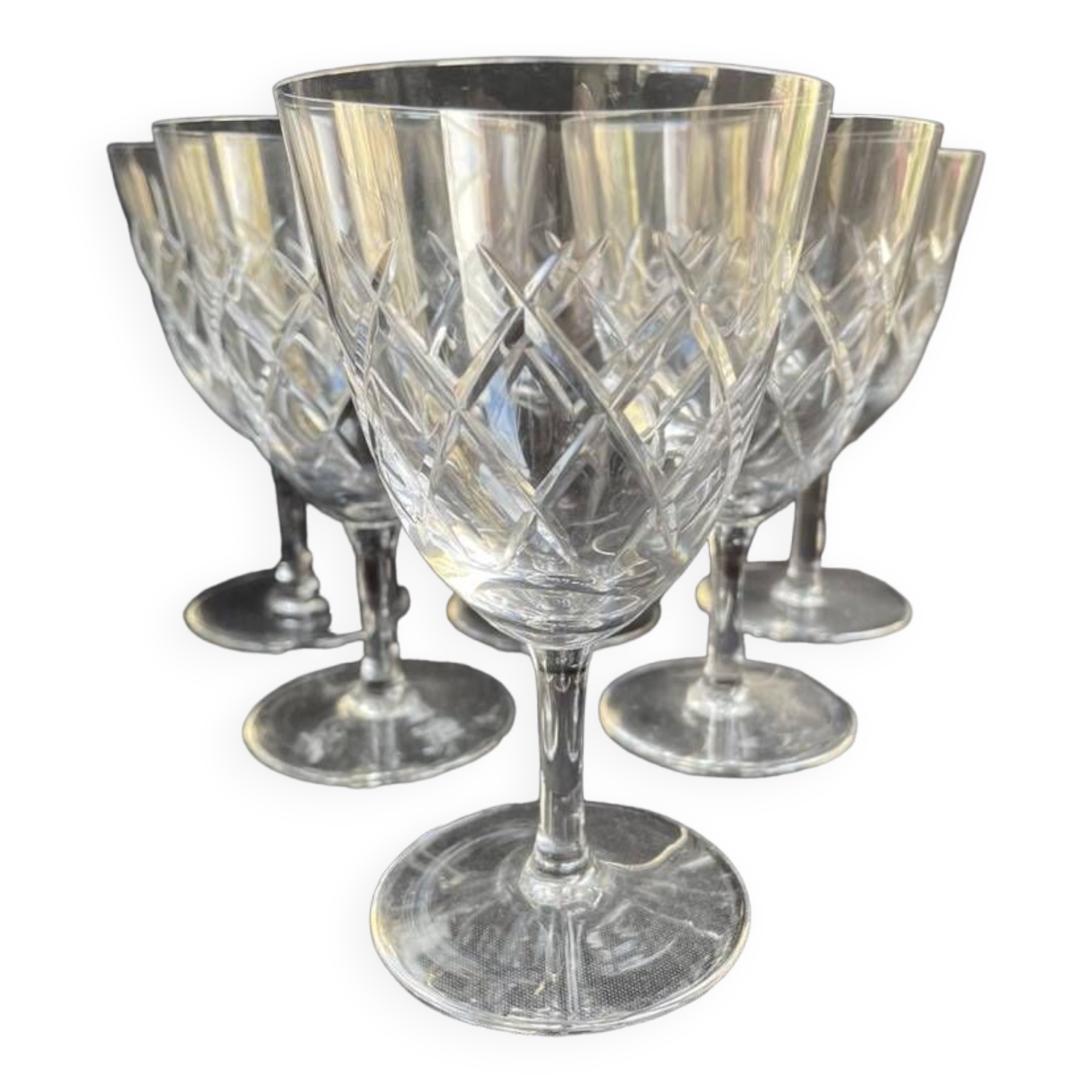 6 water glasses - cut crystal – cristalleries royales de champagne