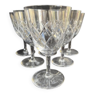 6 verres à eau - cristal taillé – cristalleries royales de champagne