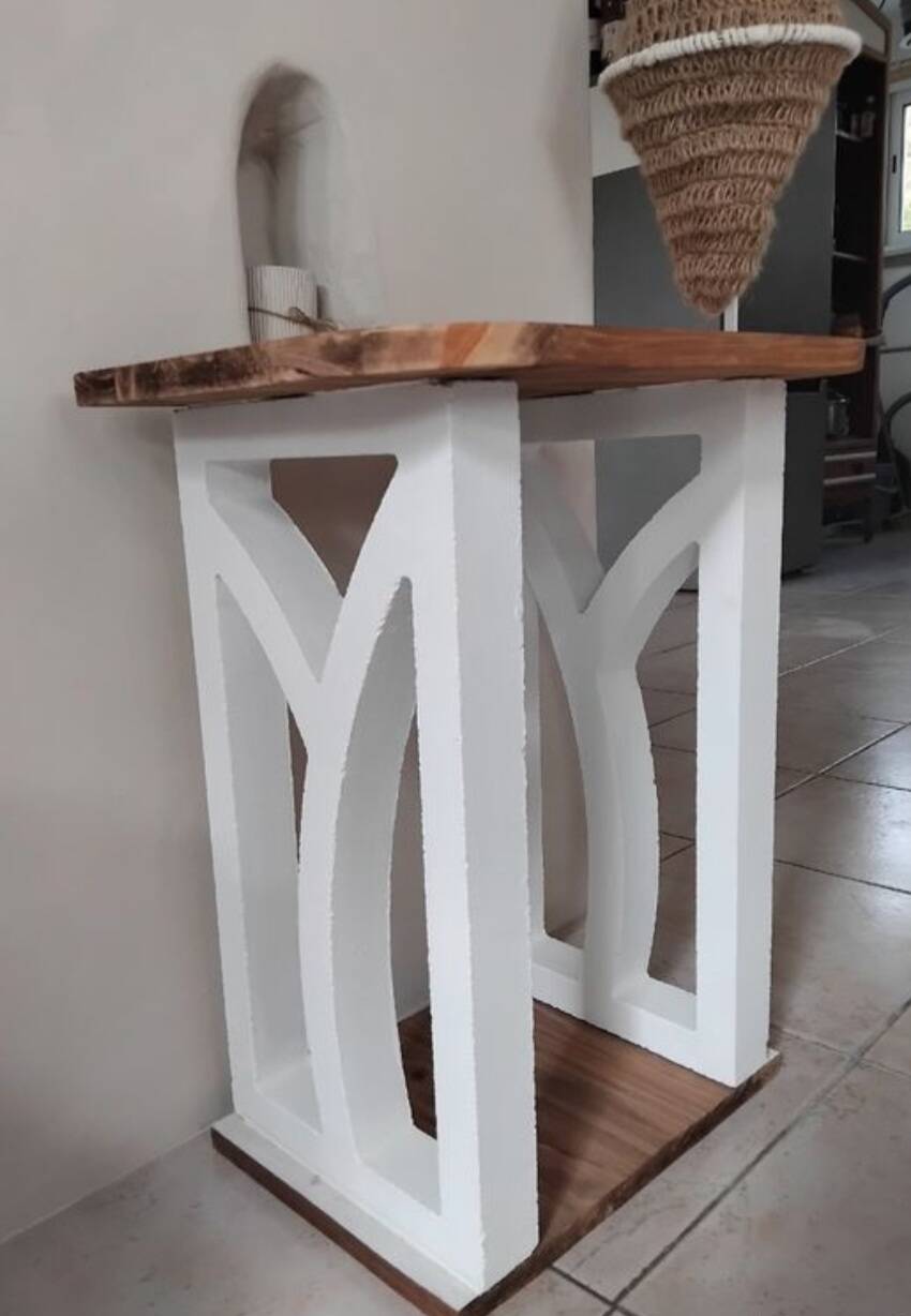 Tables de chevet artisanales bois & blanc, style méditerranéen (lot/unité)