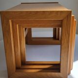 Modernist solid oak nesting table 1970