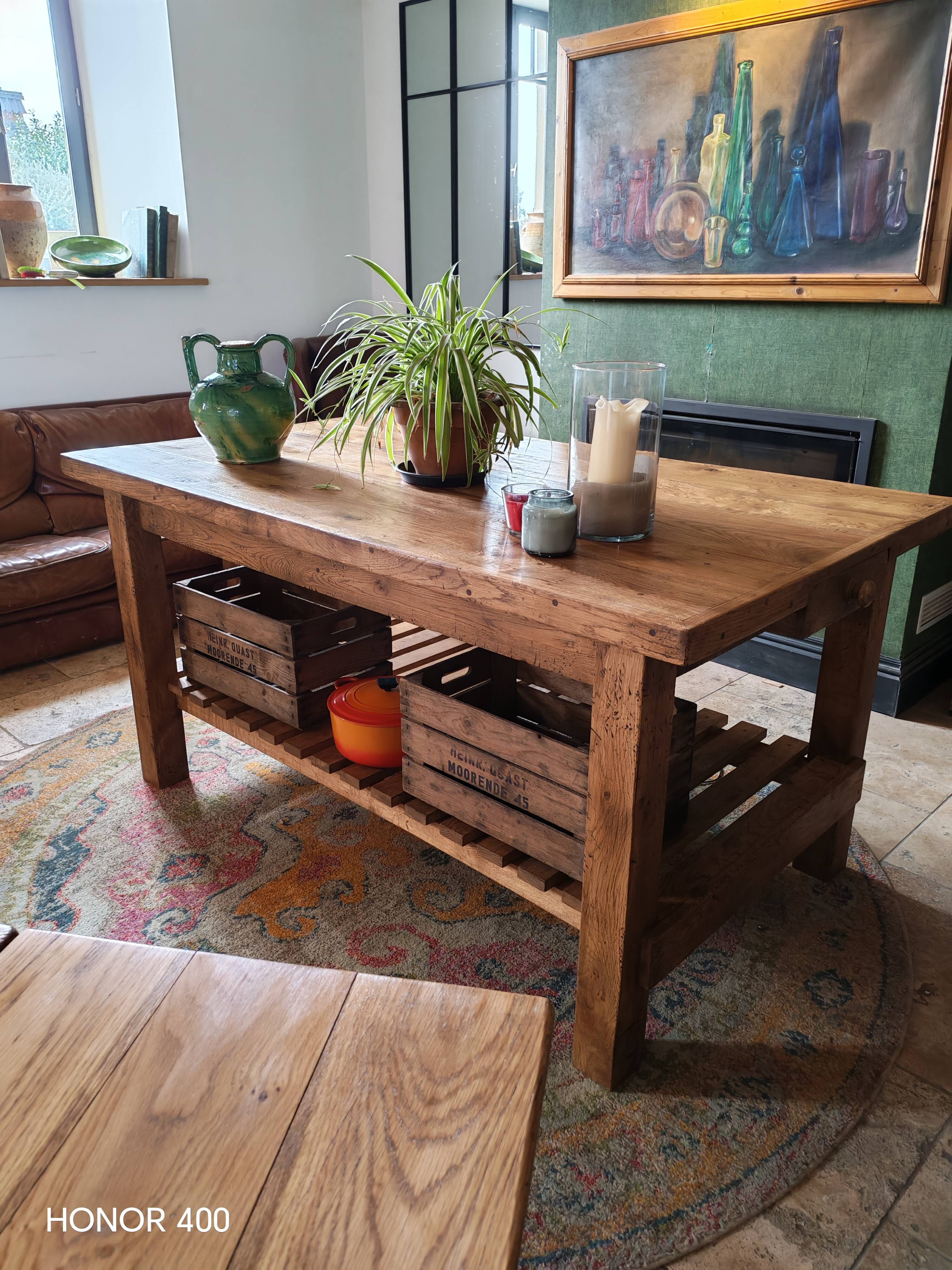 XXL solid oak kitchen island/worktop 180 x 105