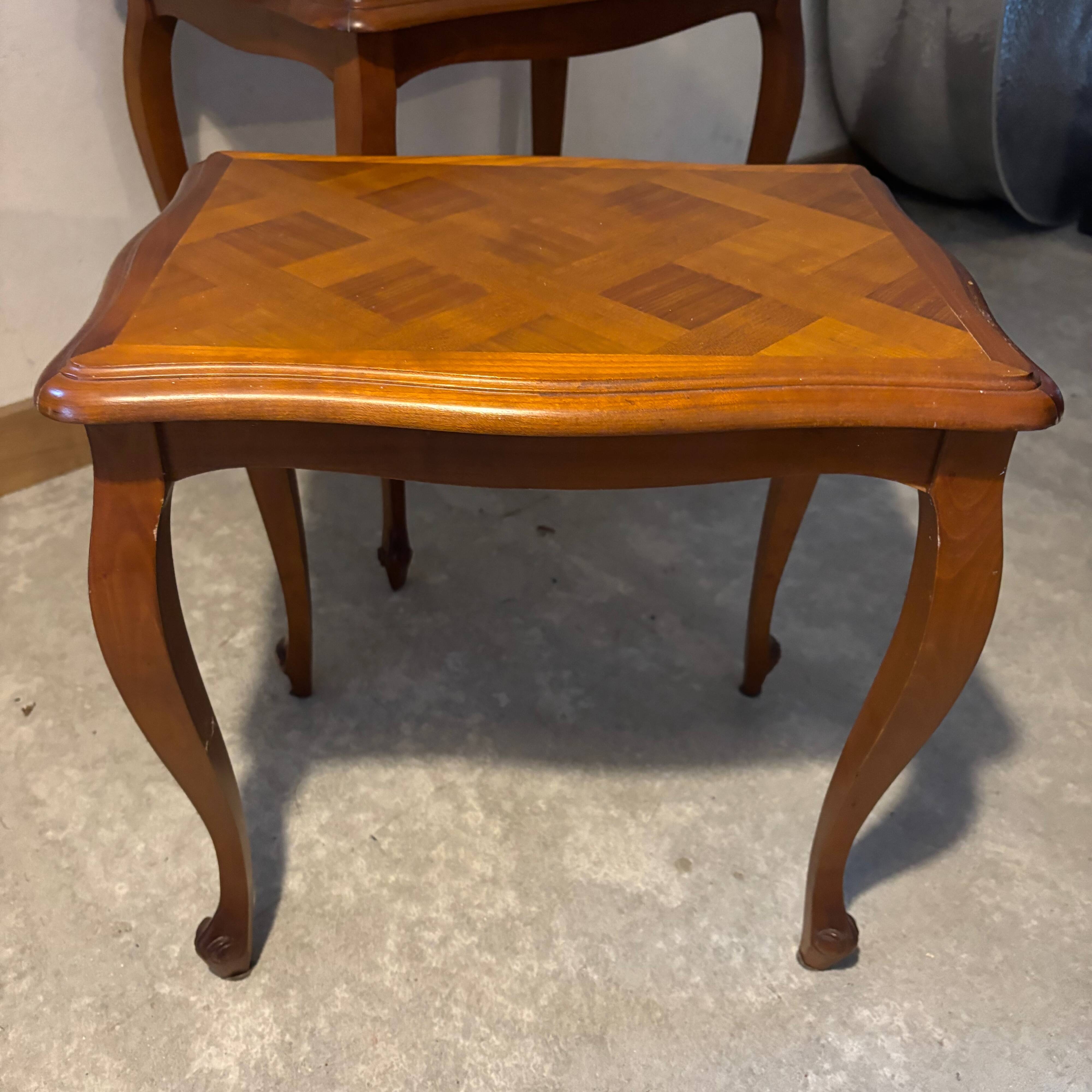 Nest of tables in cherry wood, Louis XV style