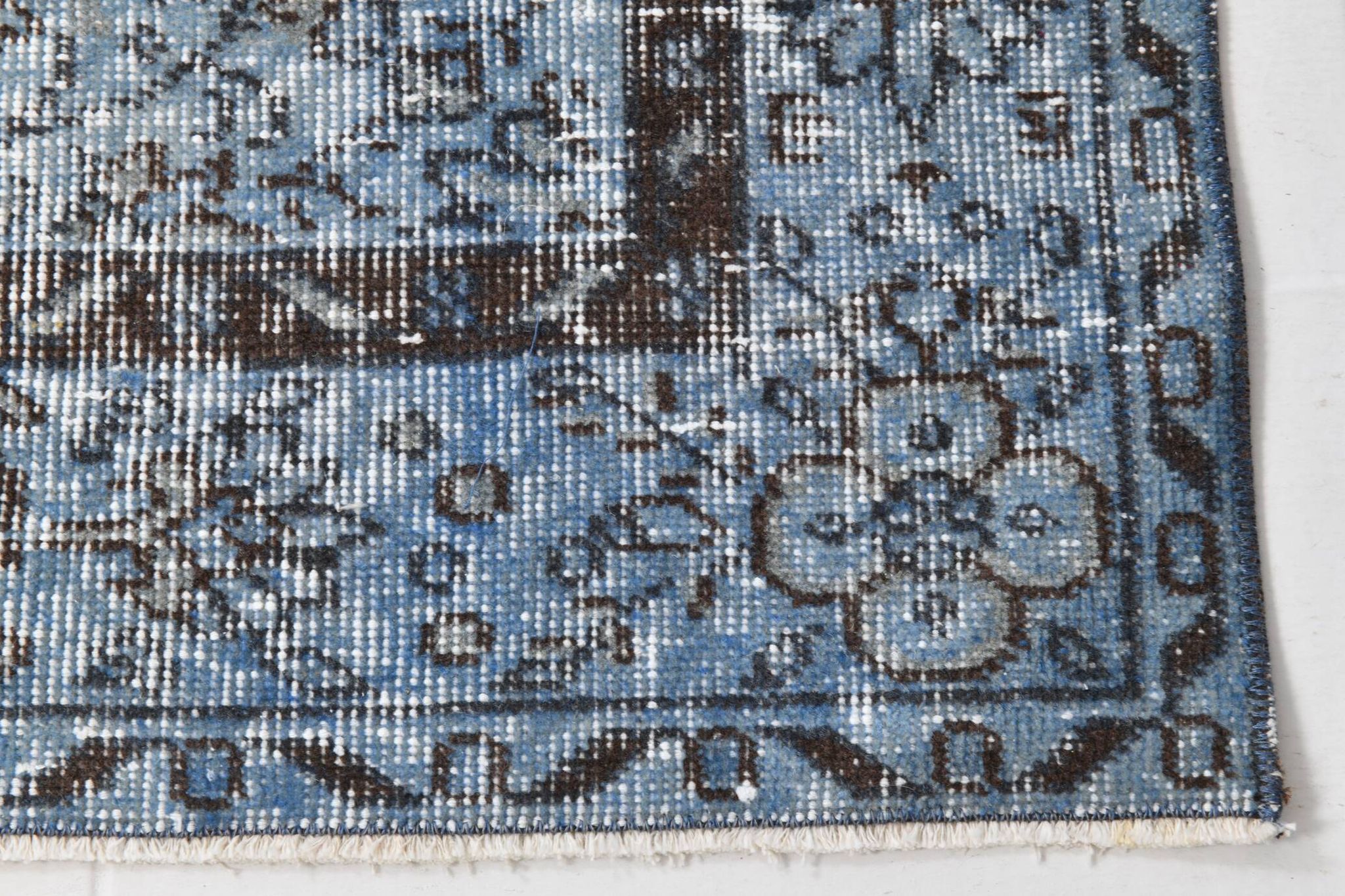 3x7 Blue Vintage Runner Rug, Handmade Wool Rug, Turkish Runner, 78x218Cm