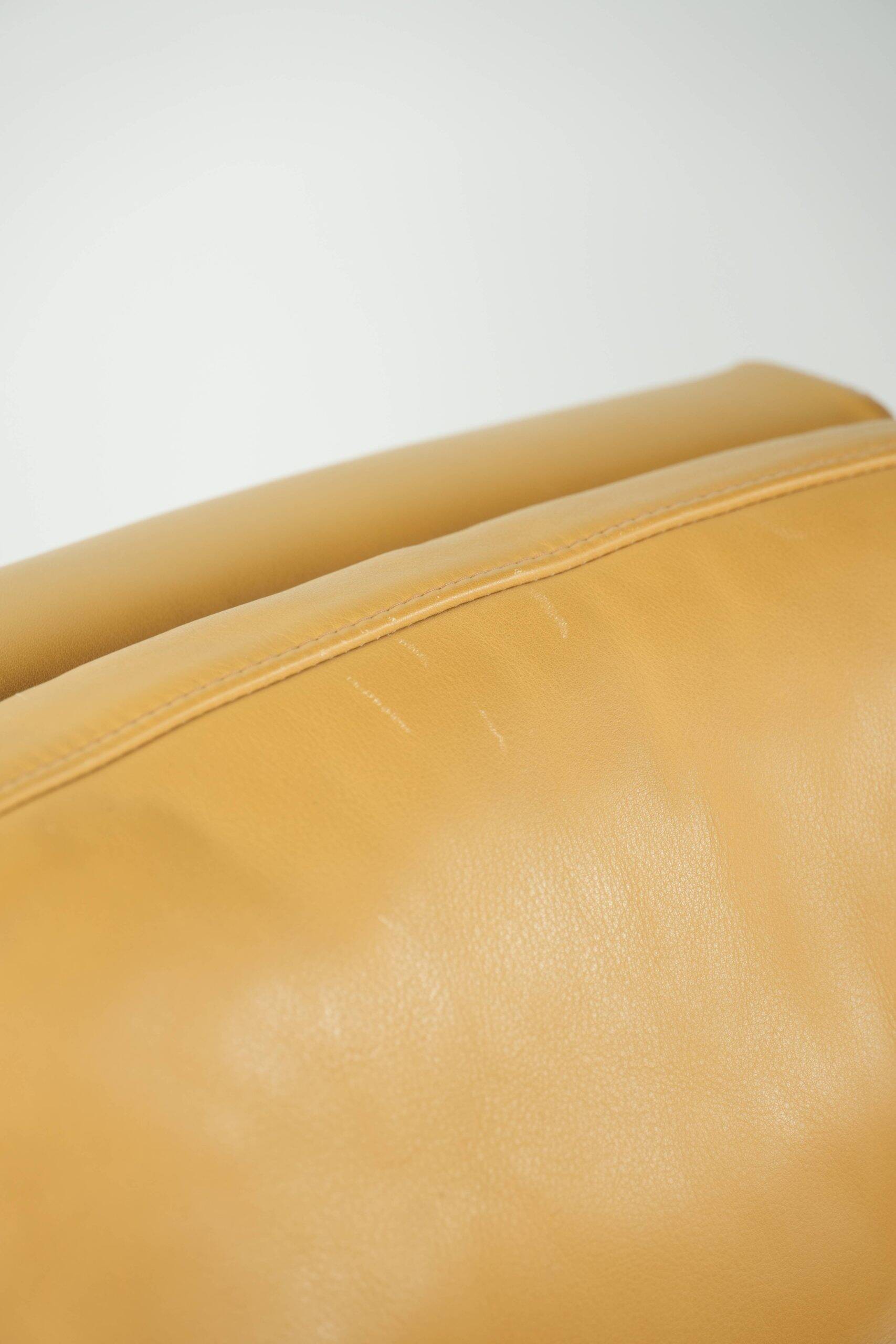 Set of two beautiful yellow cowhide Art Deco design armchairs