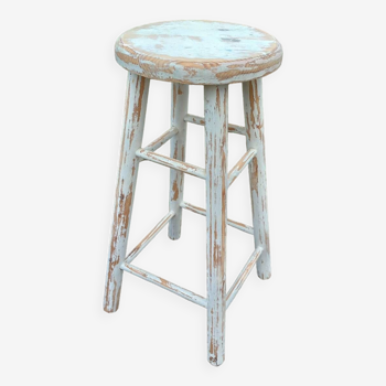 High stool in recycled style wood