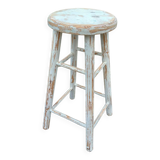 High stool in recycled style wood