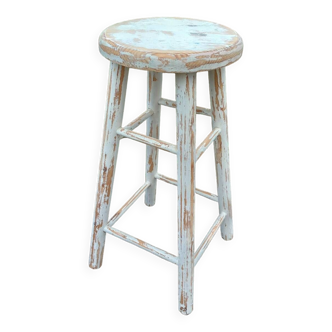 High stool in recycled style wood