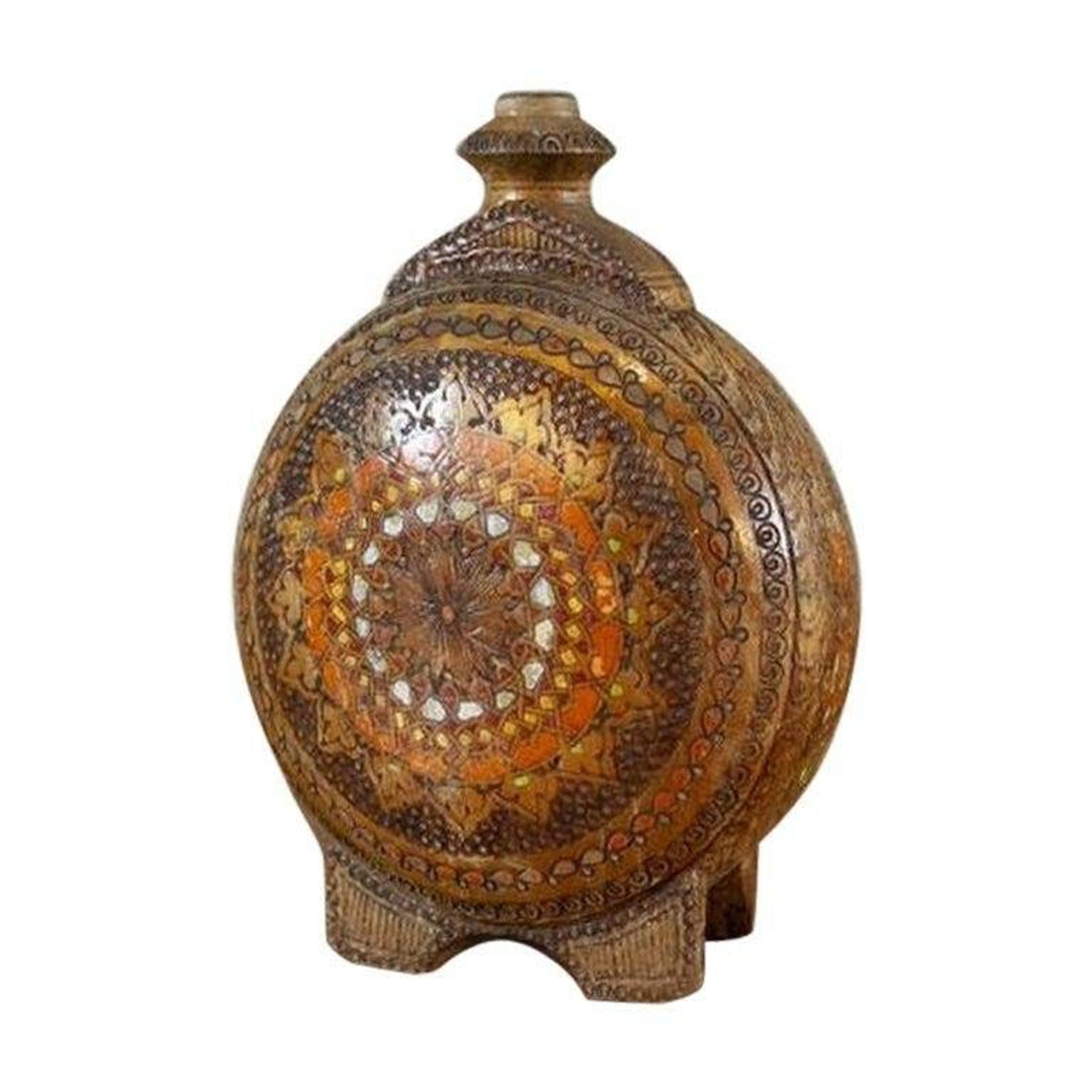 Bouteille d'eau en bois ornée du 20e siècle, années 1890