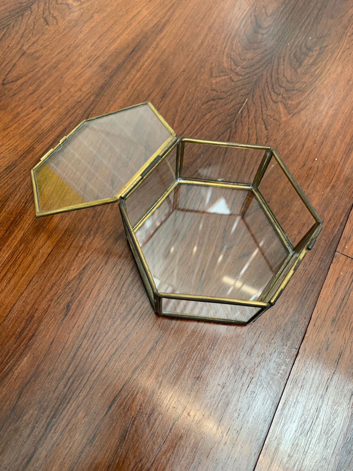 Boîte à bijoux verre laiton