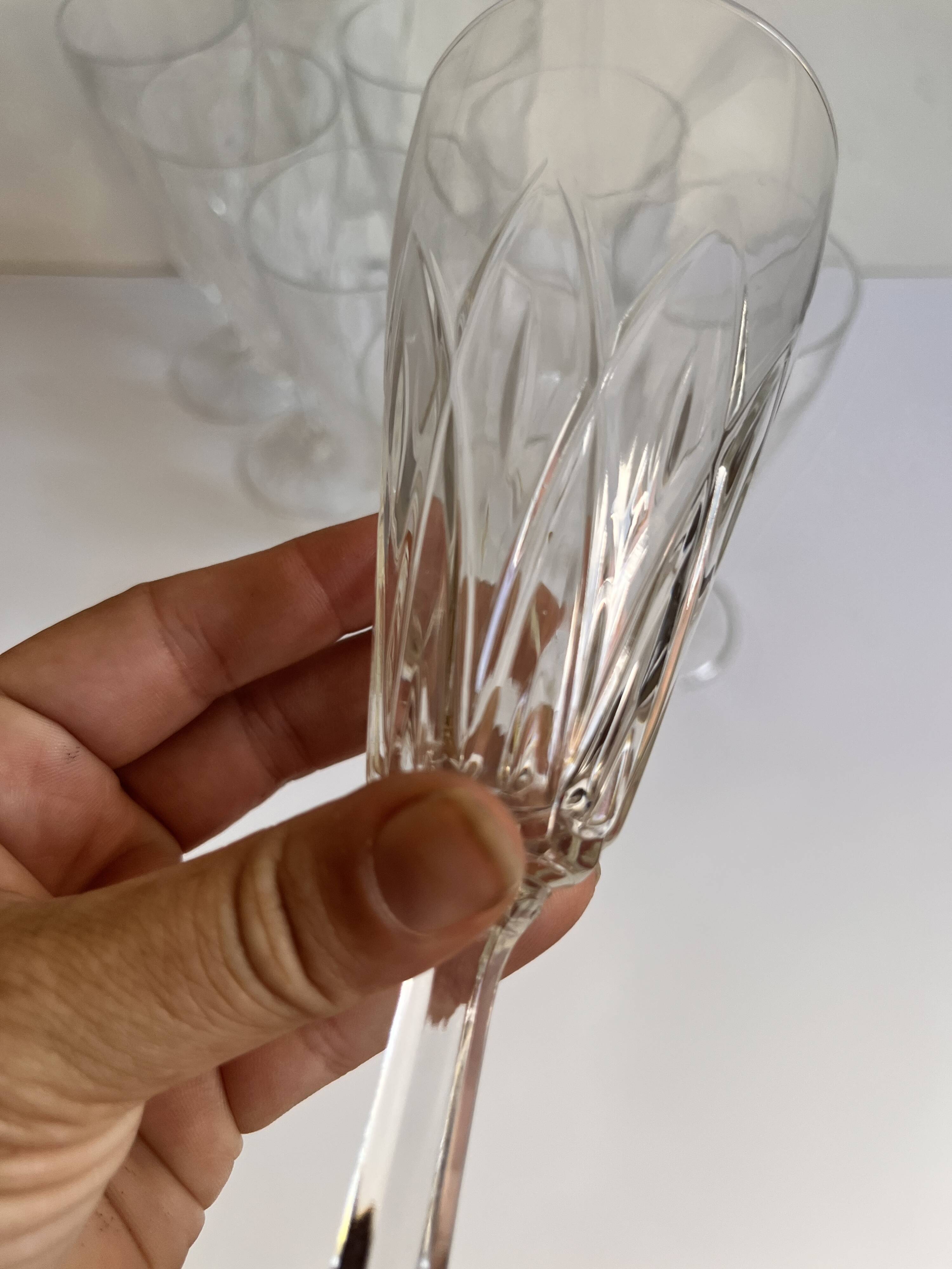 Champagne flutes, cut glass