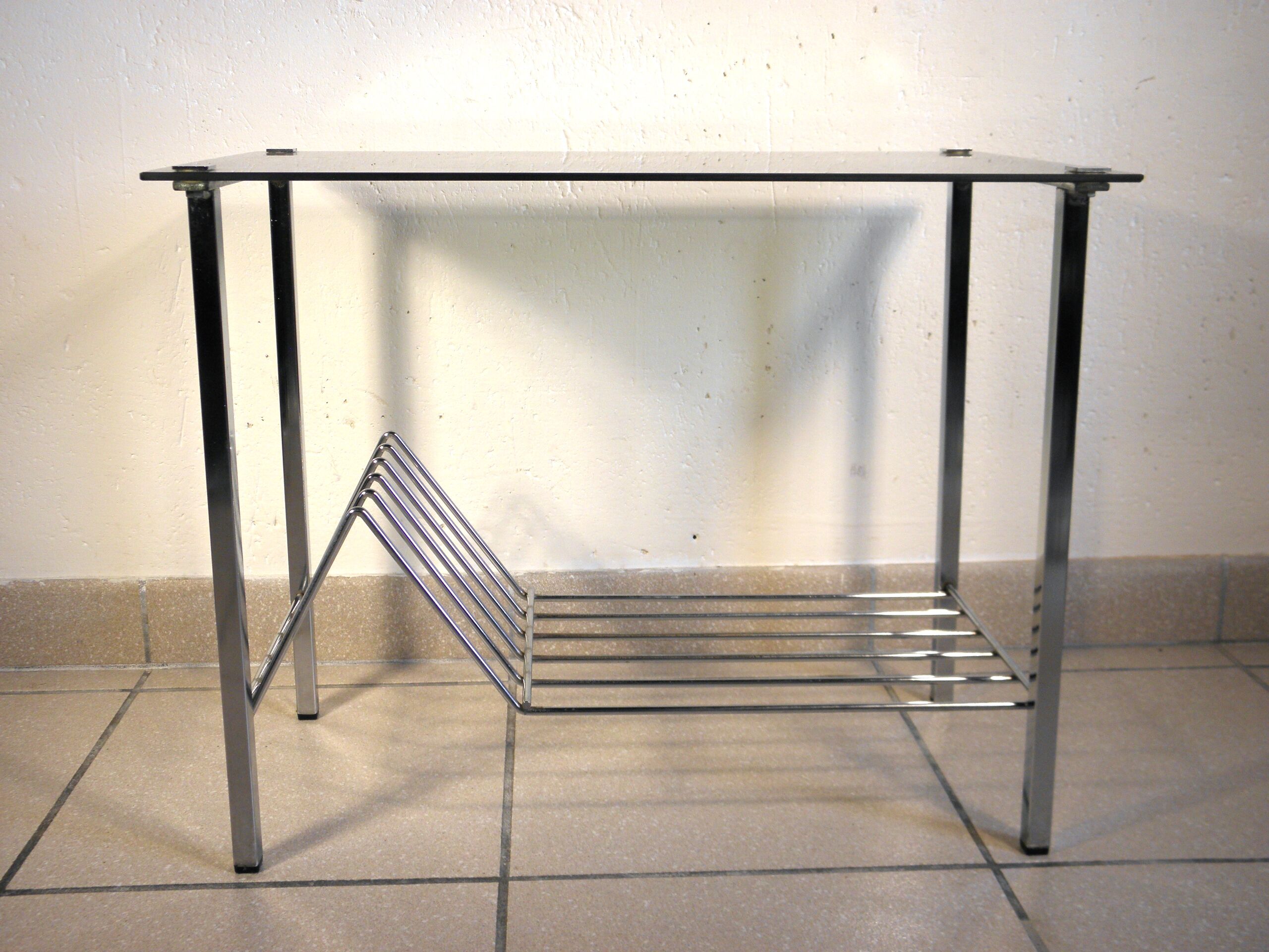 Glass and chrome coffee table 1970