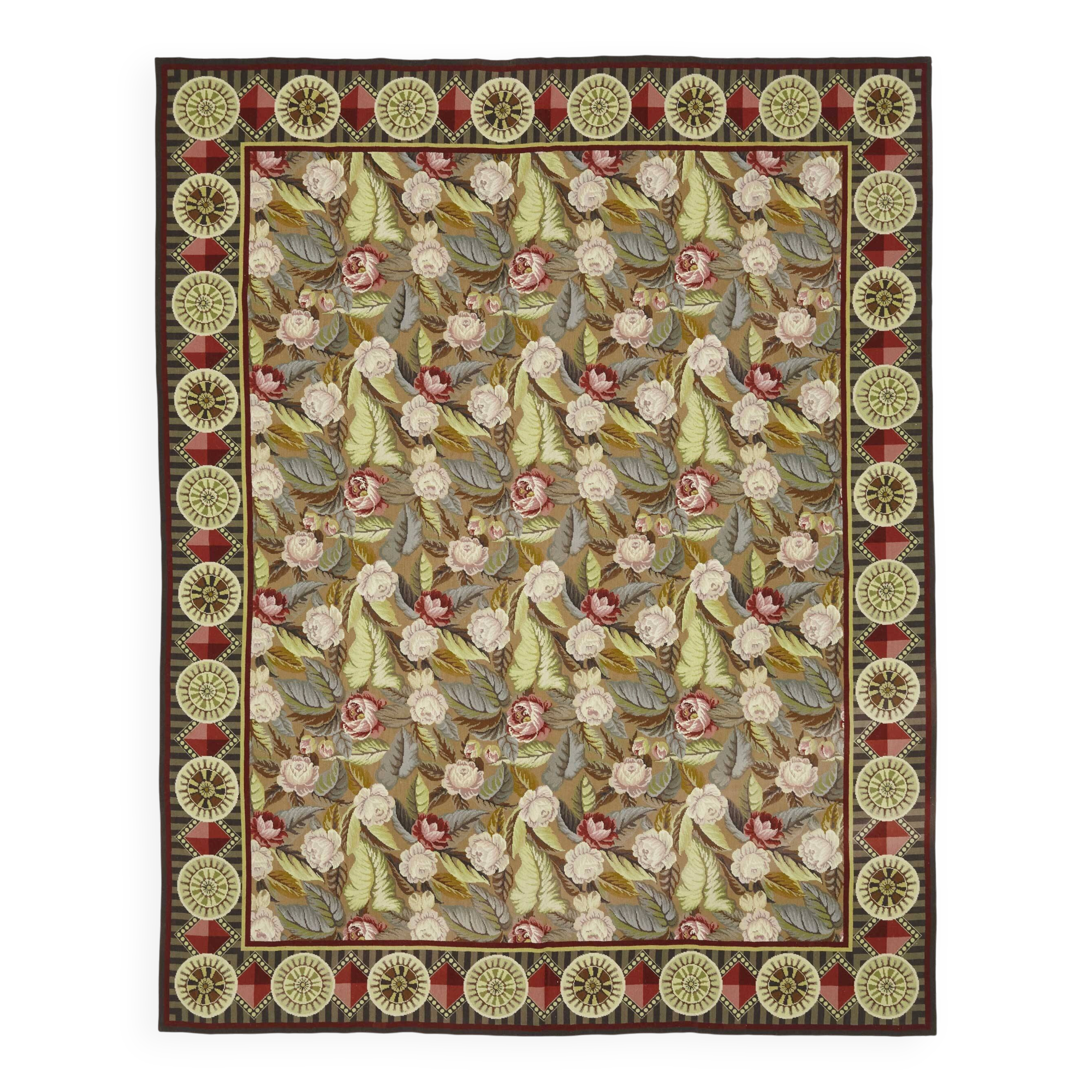 Handmade Vintage Flatweave Needlepoint Kilim 243 cm x 304 cm
