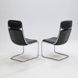 Paire de chaises cantilever en cuir par Mauser Werke Waldeck, Allemagne de l'Ouest, 19