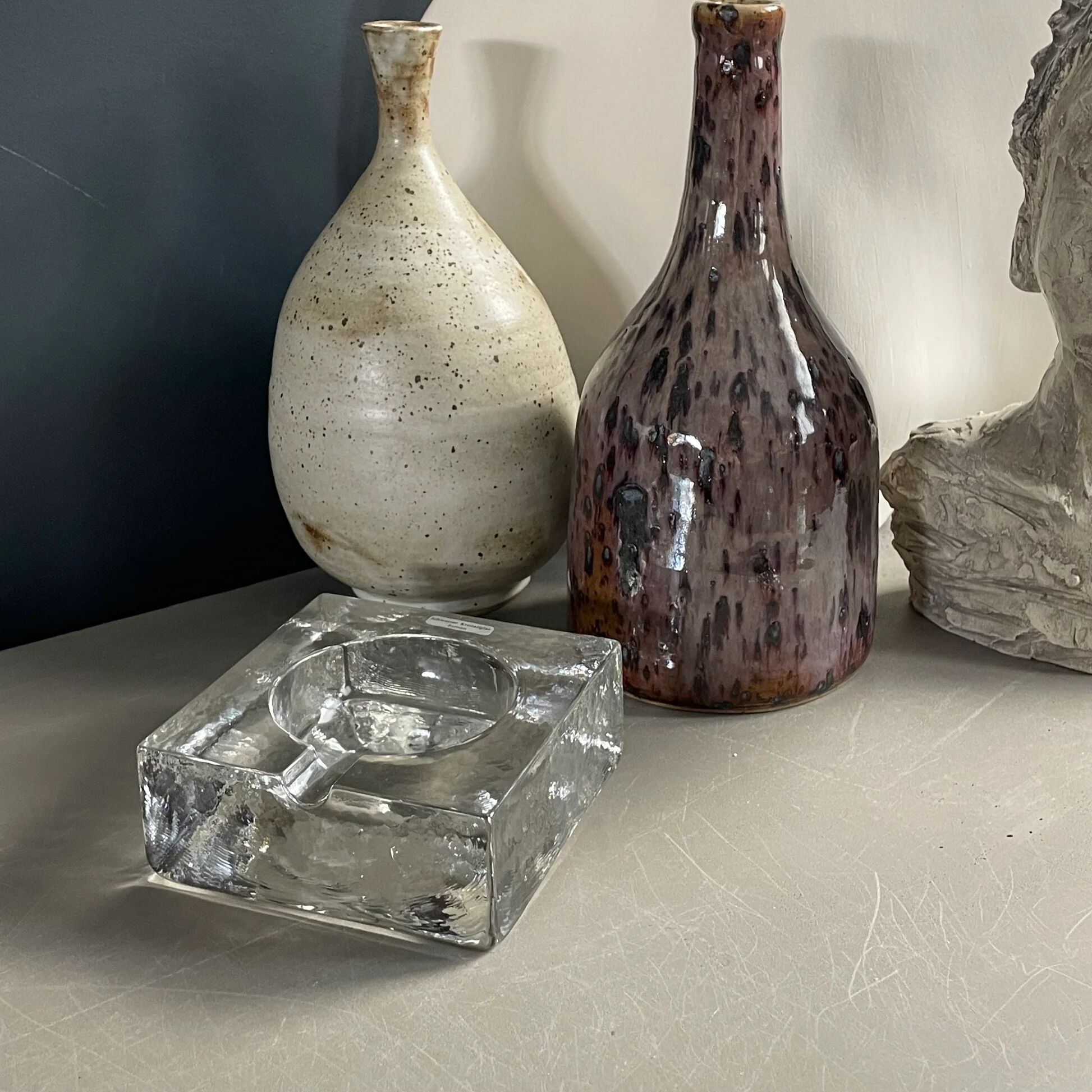 Pressed crystal ashtray from Sarnen