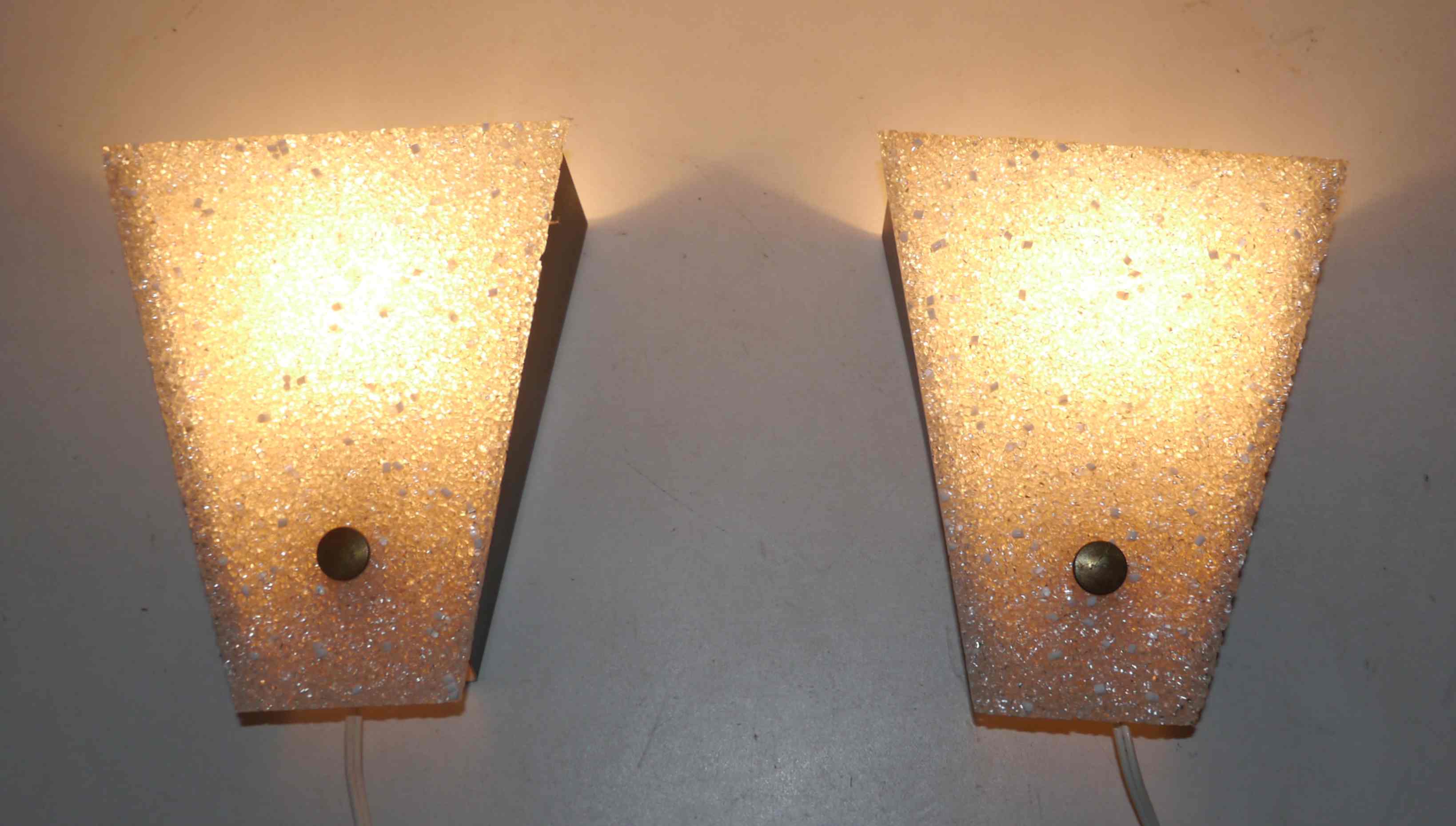 Pair of vintage perspex wall lamps