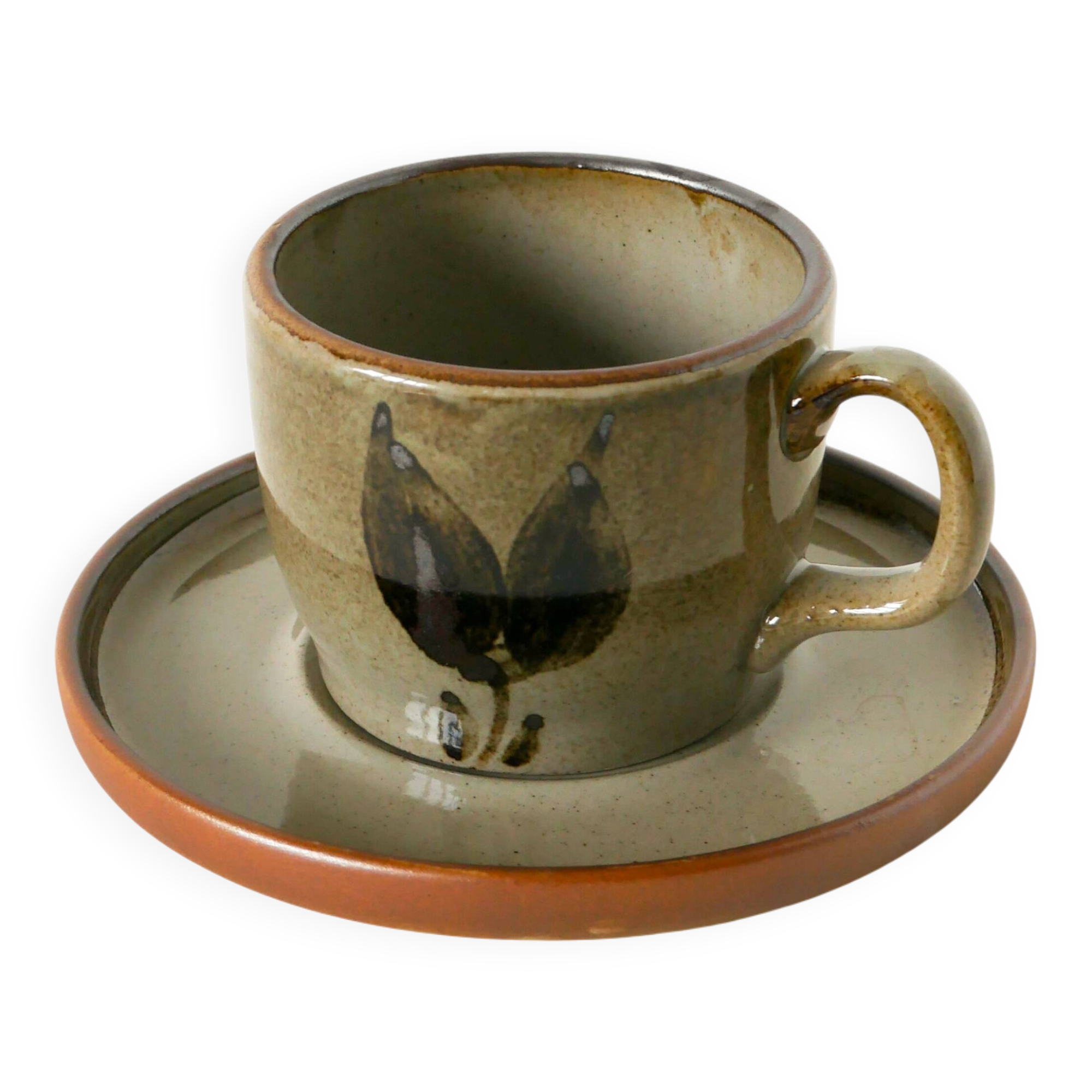 Large glazed stoneware lunch set, Beige Grey, 1970