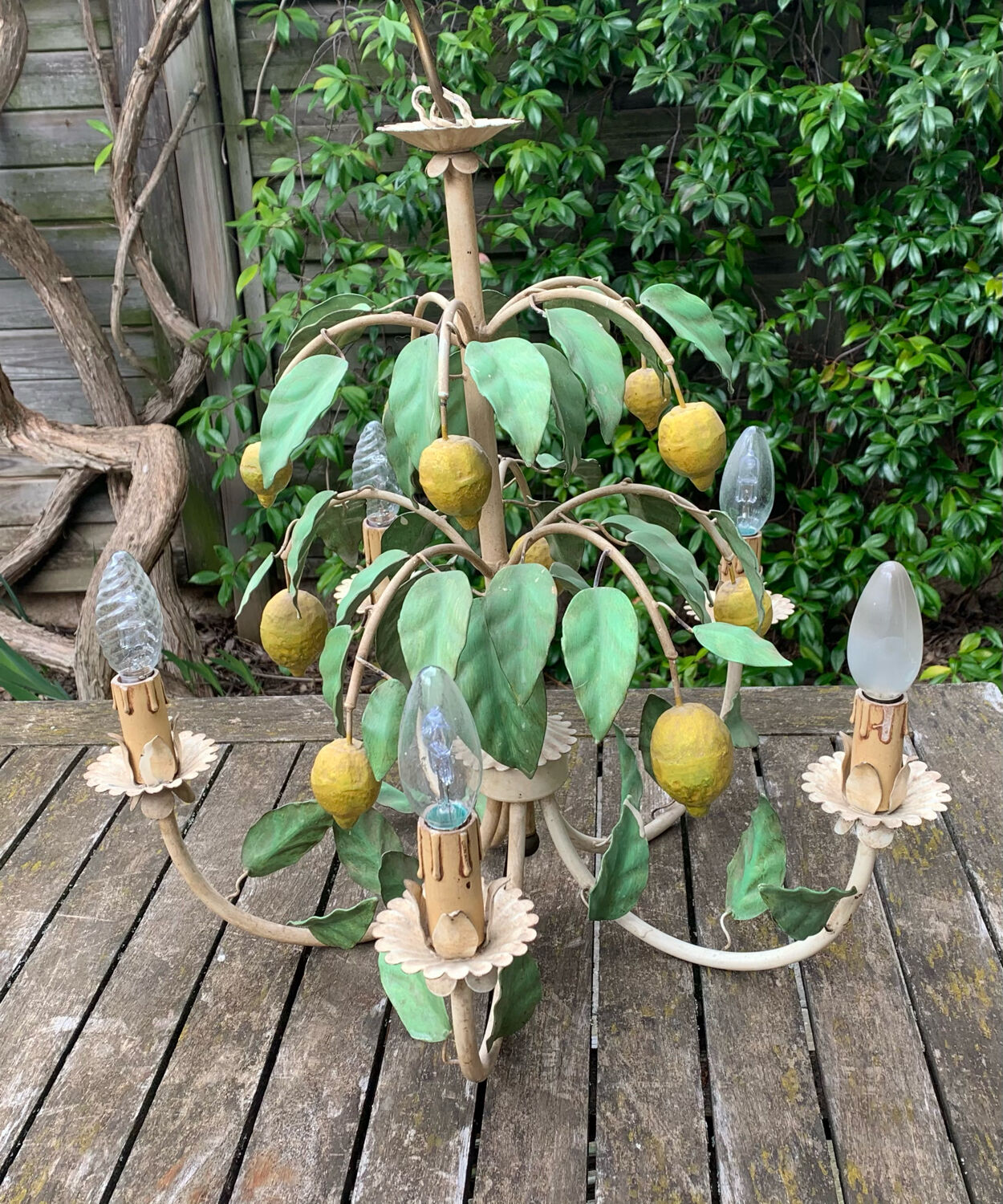 Painted metal chandelier