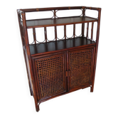 Support buffet bibus woven rattan 2 doors in caning - vintage 60s/70s