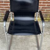 Set of 4 design cantilever chairs black and chrome design made in Italy