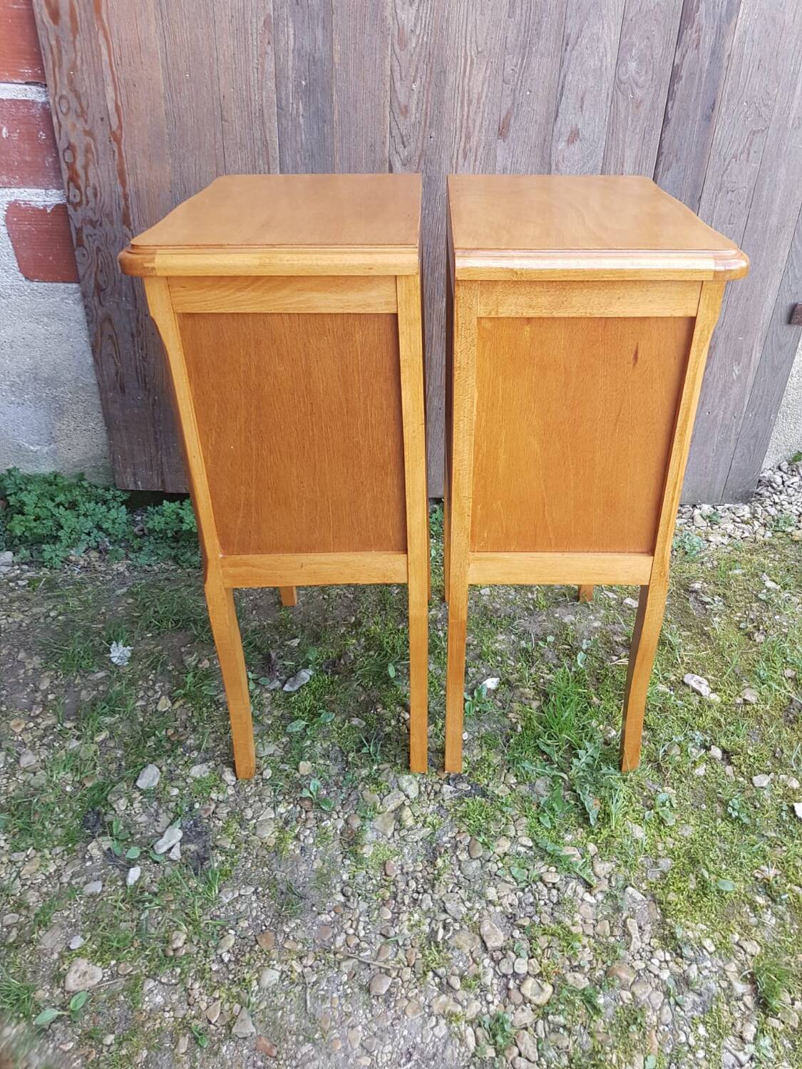 Pair of bedside nightstands with vintage wooden case
