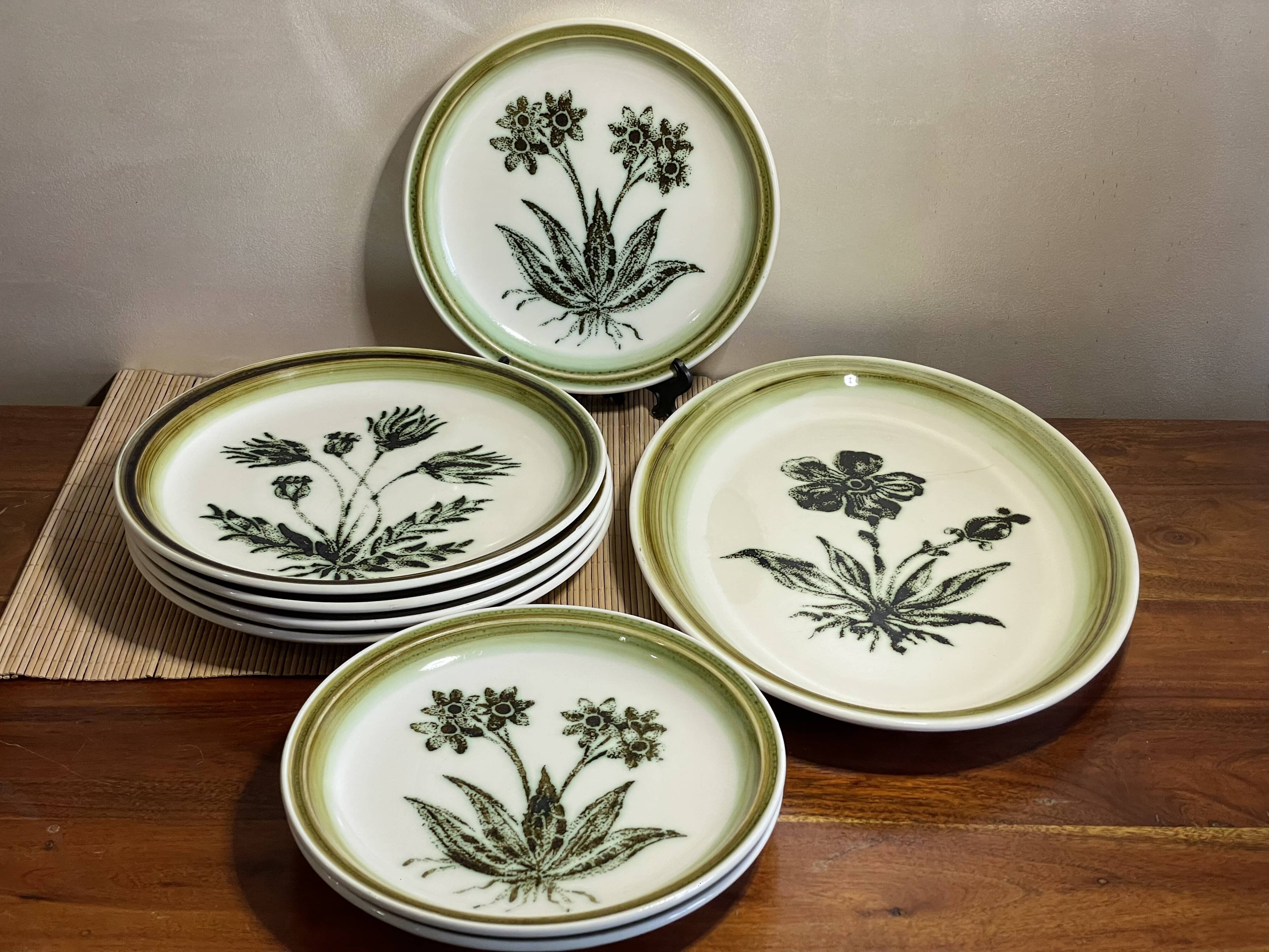 Plates and dish Gien herbarium décor