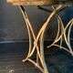 Ancienne table de jardin en fer forgé et bois