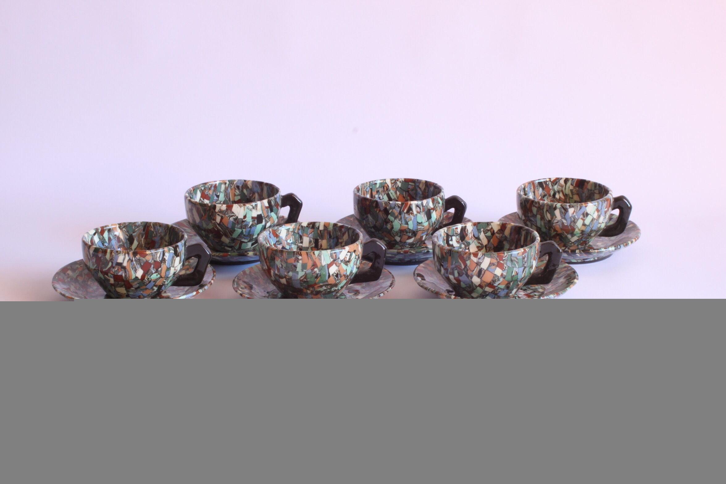 Neriage mosaic tea set by Jean Gerbino, Vallauris.