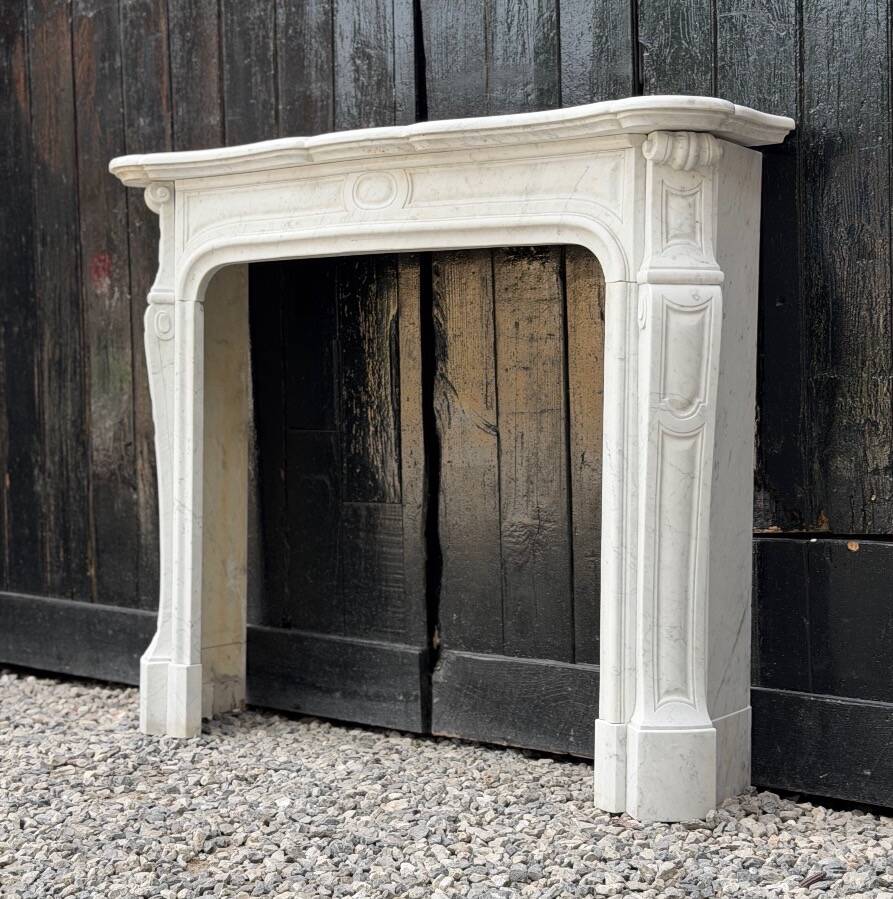 Louis XV style Carrara marble fireplace circa 1900